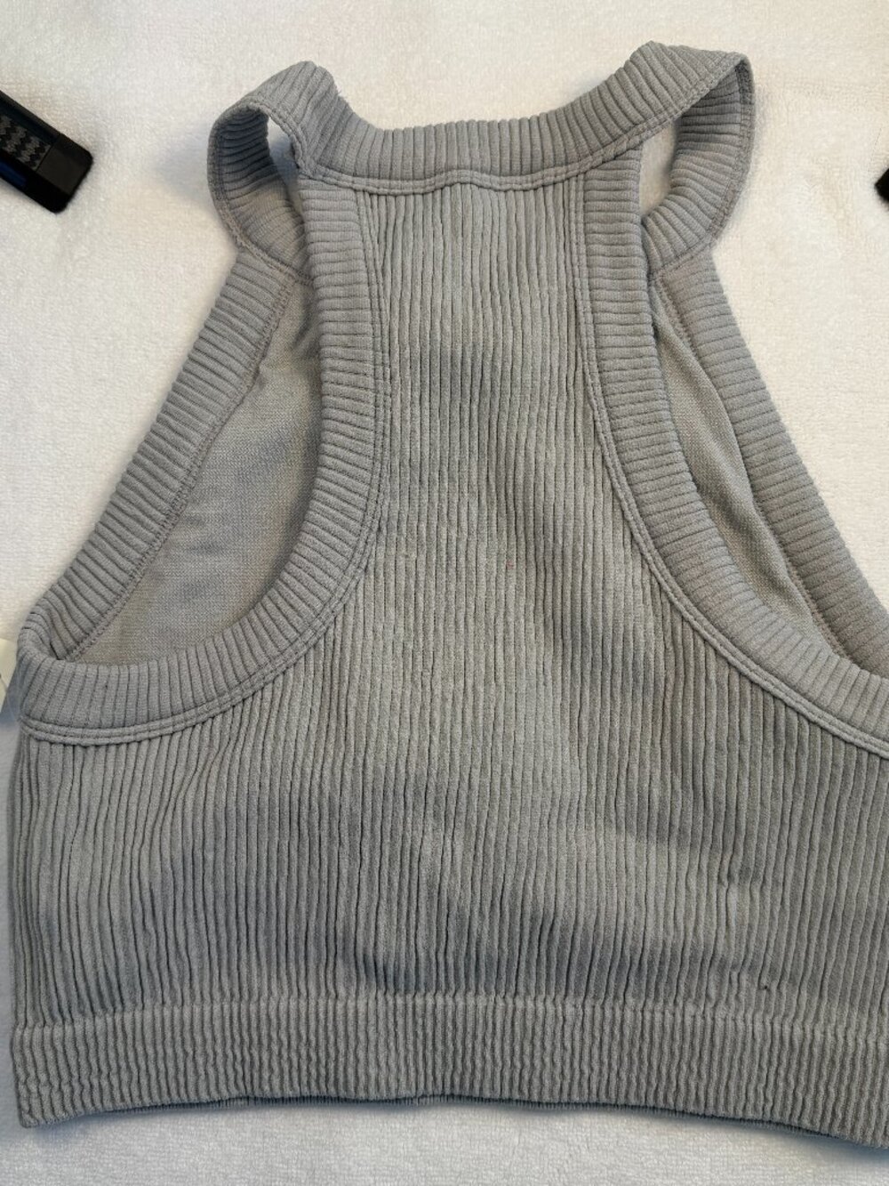 NWT Aerie Womens Ribbed Crop Top Gray High Neck Sleeveless Tank Large - Picture 2 of 4